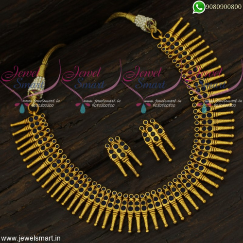 Arumbu Gold Necklace Design New Artificial Jewellery Kerala Style Matte Finish NL22094