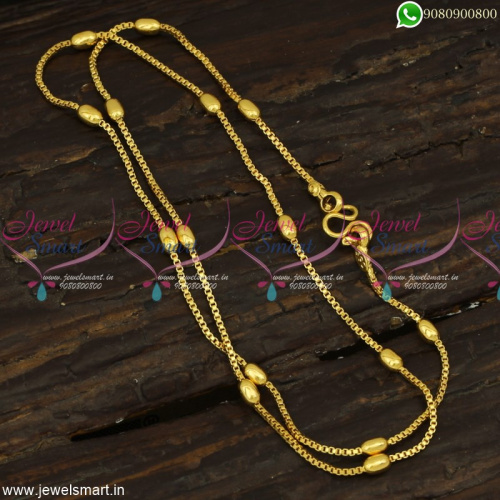 Astonishing Delicate Gold Chain Designs With Oval Balls Catalogue Models Imitation C23252