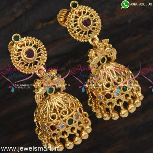 Astonishing Jhumka Earrings Gold Design South Screw Light Weight J24872