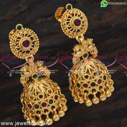gold peacock earrings | gold earrings | gold studs |peacock design ear tops  |peacock design earrings gold |antique peacock earri