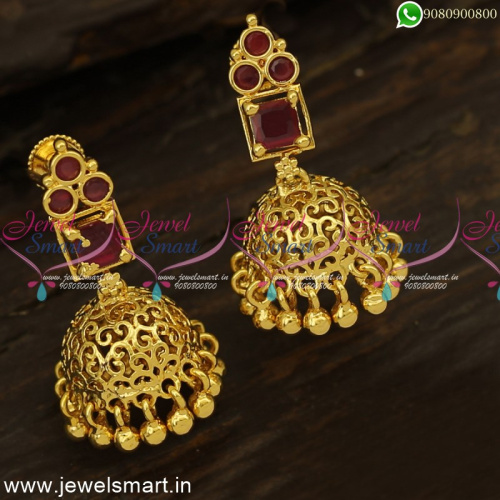 Attractive Small Jhumkas South Screw Daily Wear Gold Covering Jewellery J24836