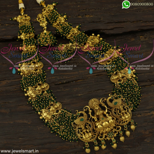 Awe-Inspiring Gold Haram Designs Temple Long Necklace Glorious Jewellery