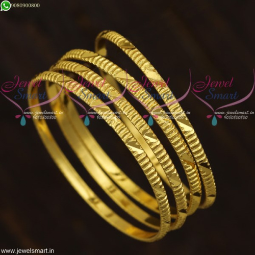 Baby Bangles Gold Designs 4 Pieces Set Thin Smooth Inner Finish B21646