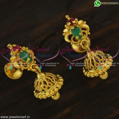 Baby Size Gold Jhumka Earrings Inspired Kammal Designs Covering Jewellery J22199