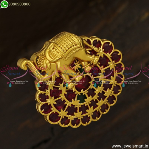 Bahubali Style Elephant Model Finger Rings Adjustable Kemp Hand Fixed F23814