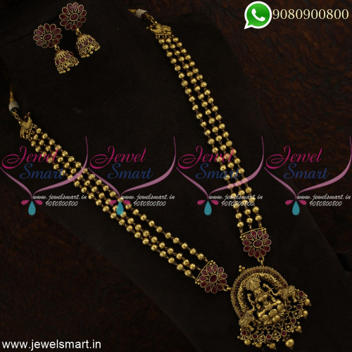 Traditional Jewellery Beaded Temple Long Necklace for Wedding Sarees Latest Imitation
