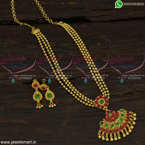 Beads Mala Layered Necklace Kemp Stones Fashion Attigai South Indian Jewellery