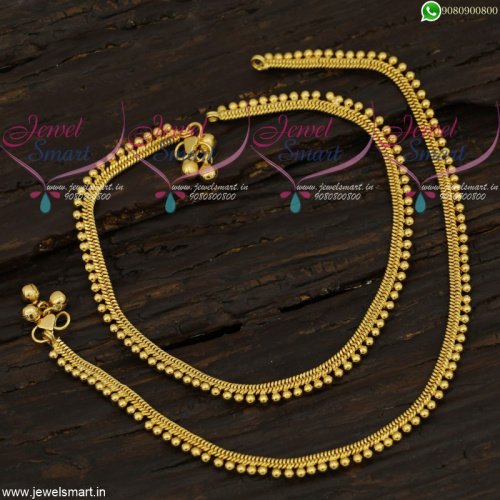 Beads Model Golusu South Indian Gold Plated Jewellery Anklets Online A21717