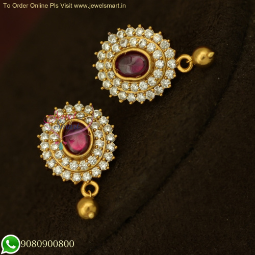 Stunning 2-Layer White CZ Stones Gold Earrings Design - Affordable Artificial Design ER25885