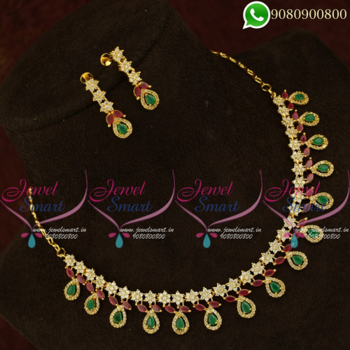 Beautiful AD Stones Necklace Set Latest Imitation Jewellery Designs Online NL20862