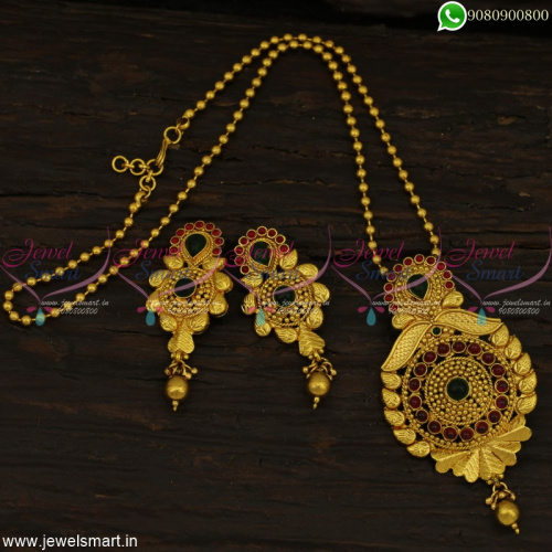 Beautiful Antique Kemp Stone Dollar Chain Designs Kharbuja Beads Jewellery Set PS22932