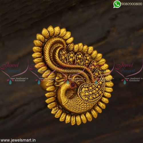 Beautiful Artistry Peacock Gold Finger Ring Models In Imitation Reddish Jewellery Online F22982