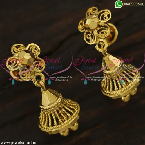 Beautiful Bell Jhumka Earrings Floral Ear Studs Latest Artificial Jewellery J22196