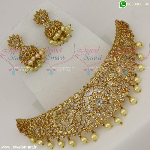 Beautiful Choker Necklace Gold Plated With Screwback Jhumka Earrings Online NL22534
