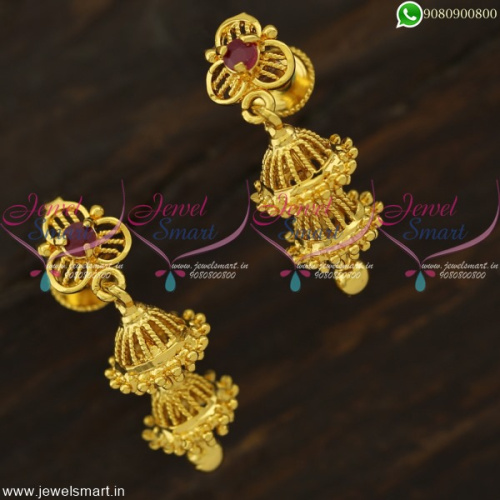 Beautiful Double Layer Mini Jhumka Earrings Gold Designs Light Weight J22203