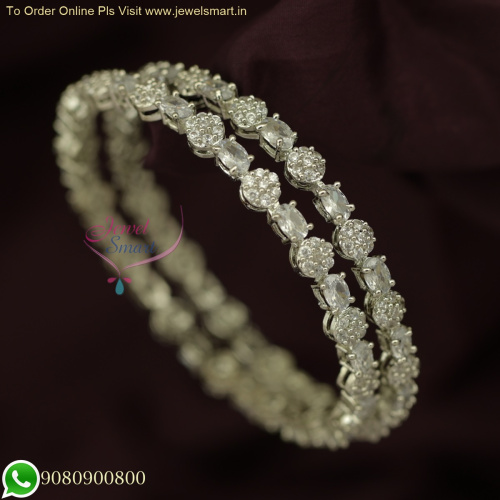 Beautiful Floral Diamond Catalogue-Inspired CZ Bangles | Latest Trending B25874