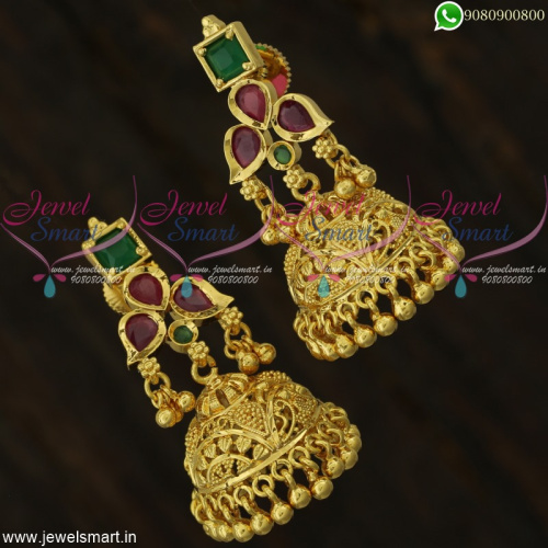 Beautiful Gold Design Jhumka Earrings Imitation Jewellery New Fashion J22370