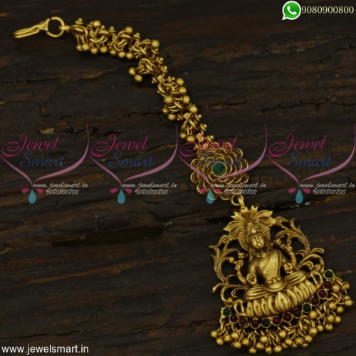 Beautiful Golden Bead Maang Tikka For Bride Nethichuti Temple Jewellery Collections