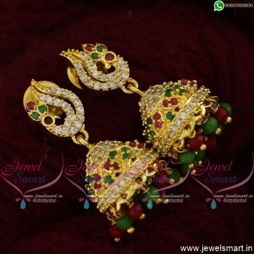 Beautiful Jhumka Earrings With Crystal Drops Latest Fashion Jewelry Designs J21490