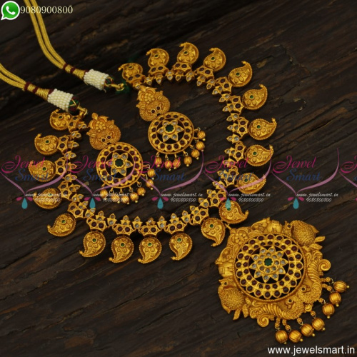 Beautiful Latest Gold Necklace Designs For Wedding Polki Kemp Matte Finish 