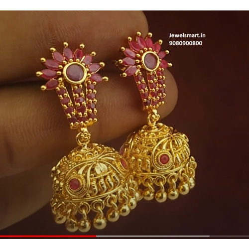 Beautiful Light Weight Gold Jhumka Earrings Fancy Covering Jewellery Online J24674