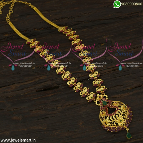 Beautiful Long Necklace For Sarees Latest Gold Design Artificial Jewellery 