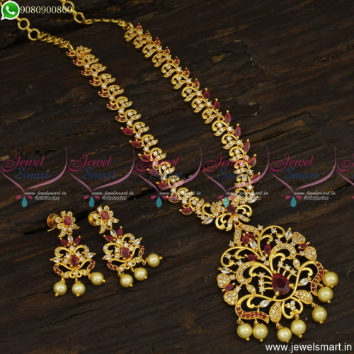 Beautiful Low Price Gold Plated Necklace With Colour AD Marquise Stones Online NL23560