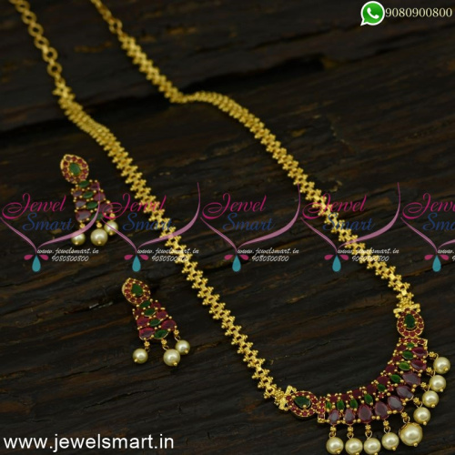 Beautiful One Gram Gold Chain Pendants With Earrings Online PS25070