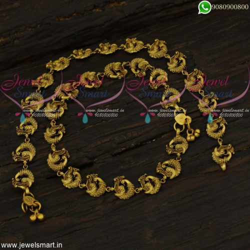 Beautiful Peacock Fashion Jewellery Anklets Antique Gold Design Payal
