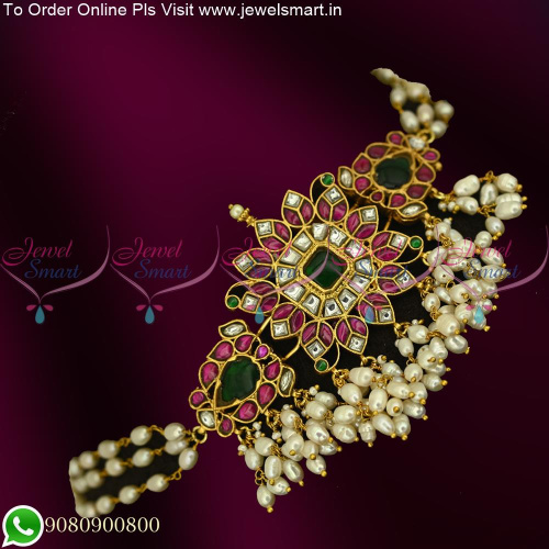 Beautiful Real Pearls Jadau Kundan Choker Style Necklaces Online NL25370