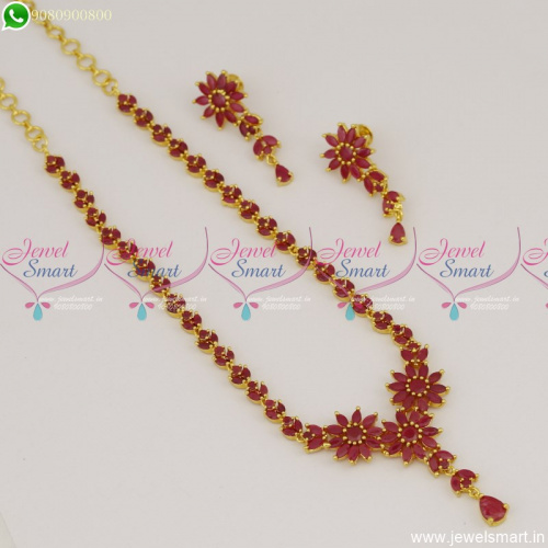 Beautiful Ruby Mini Haram Latest One Gram Gold Jewellery Designs Online NL23501