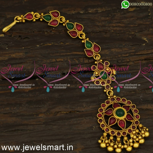 Beautiful Traditional Long Gold Maang Tikka Designs Kemp Latest 2021 Collections T24305