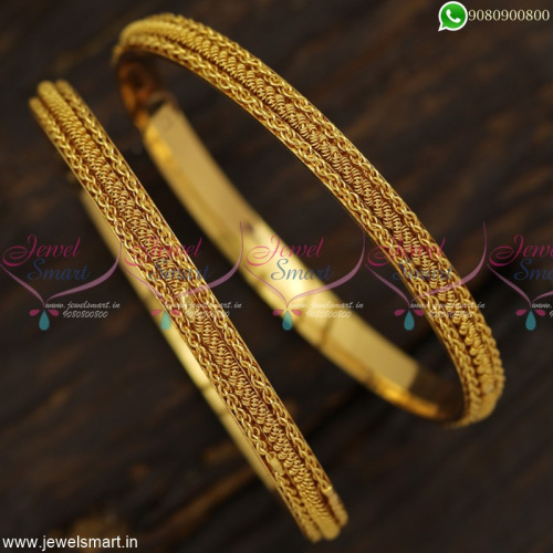 Beautiful Twisted Chain Topping Gold Bangles Designs For Daily Use Best Price Online B23226