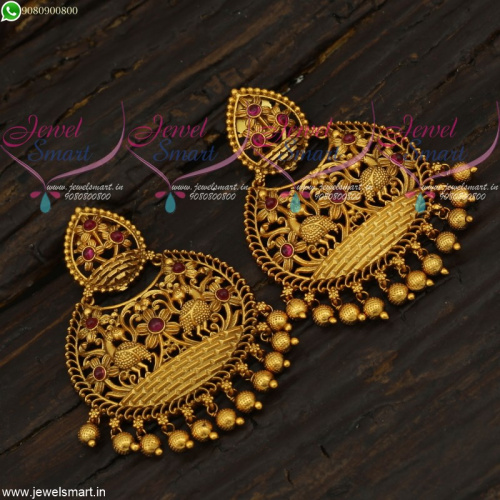 Big Chandbali Earrings Matte Finish Gold Plated Kemp Stones Collections ER21690