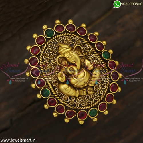 Big Size Lord Ganesha Finger Rings Temple Antique Jewellery Designs Colour Options F22988