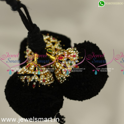 Black Art Silk Yarn Accessories for Hair Jadai Kunjalam South Indian Jewellery H24345