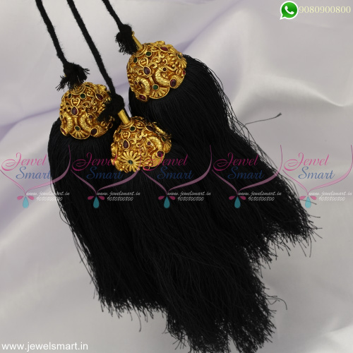 Black Silk Thread Jada Kuppulu Artificial Dance Jewellery Accessories for Hair 