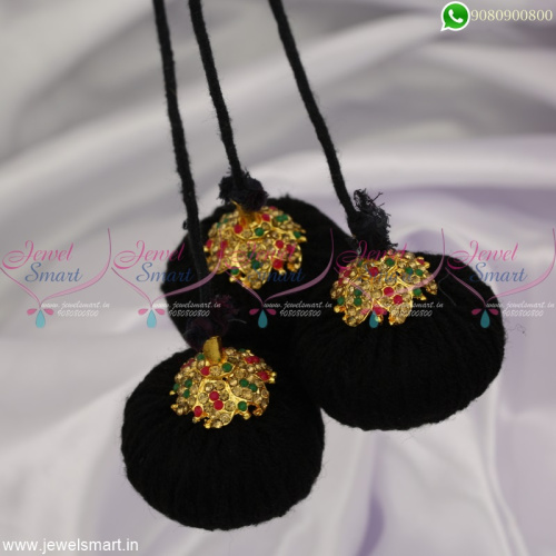 Black Thread Kuppulu Traditional Accessories for Hair Round Jada Kunjalam Online H23030