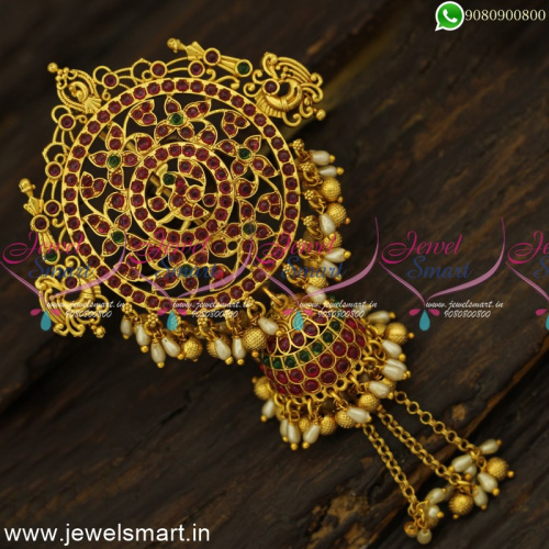 Bridal Jada Billalu Antique Gold Rakodi With Jhumka Accessories for Hair Online H24699