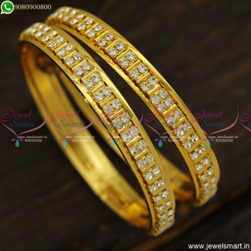 Broad White Stones Indian Baby Bangles Designs Gold Plated Imitation B23721