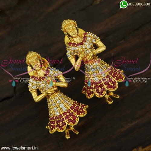 Plain Floral Design Gold Stud Drops 02-03 - SPE Gold-Chennai