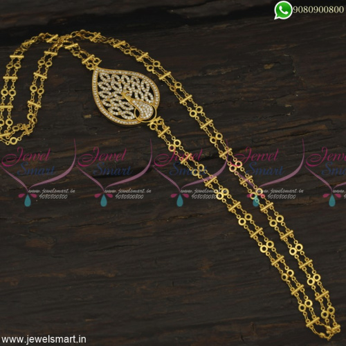 Double Chain Peacock AD Mugappu Latest South Indian Gold Covering Jewelry Online Jewelsmart