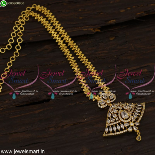 Chain Pendant Set Gold Plated Jewellery American Diamond Stones Online