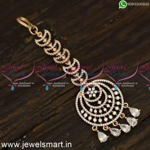 Chandbali Style Rose Gold Silver Papidi Billa for Brides Shining Nethichutti Designs T24148
