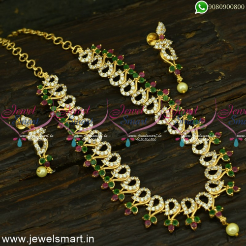 Charming CZ Jewellery Sets New Style Gold Necklace Designs In Copper NL25024