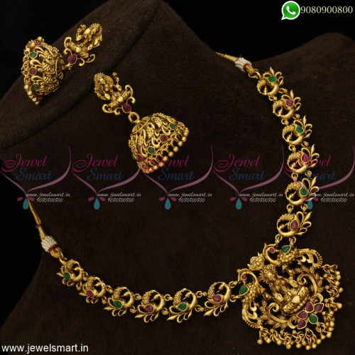 Charming Mayil Design Temple Jewellery Set With Jhumkas Trendy Imitation Online NL19377