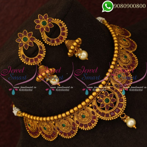 Choker Necklace Bridal Jewellery Chand Bali Jhumka Beautiful Designs NL20766