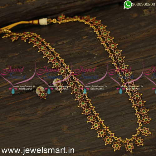 NL24377 Classic Favourite Long Gold Necklace Ideas Floral Medium Size Antique Jewellery
