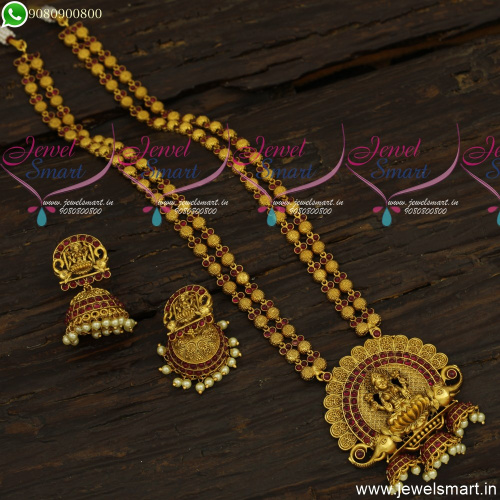 Classic Long Gold Necklace Ideas For Wedding With Silk Sarees Antique Jewellery 