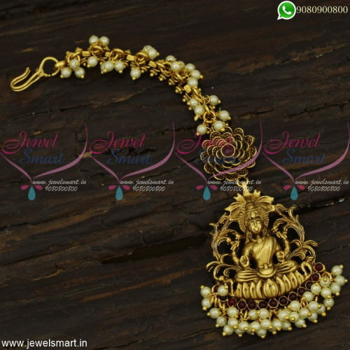 Classic Pearl Maang Tikka For Bride Nethichuti Temple Jewellery Collections T22453
